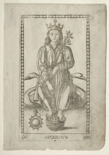 Apollo (from the Tarocchi, series D:  Apollo and the Muses, #20), before 1467. Master of the