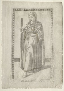 Grammar (from the Tarocchi, series C:  Liberal Arts, #21), before 1467. Master of the E-Series
