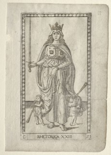 Rhetoric (from the Tarocchi, series C:  Liberal Arts, #23), before 1467. Master of the E-Series