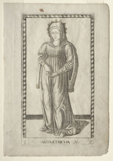 Arithmetic (from the Tarocchi, series C:  Liberal Arts, #25), before 1467. Master of the E-Series