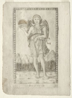 Genius of the World (from the Tarocchi, series B: Cosmic Principles & Virtues, #33), before 1467.