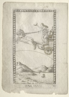 Luna (from the Tarocchi, series A:  Firmaments of the Universe, #41), before 1467. Master of the
