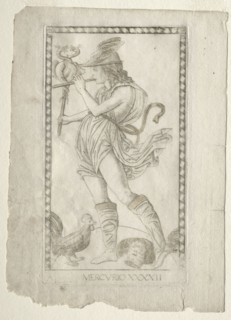 Mercury (from the Tarocchi, series A:  Firmaments of the Universe, #42), before 1467. Master of the