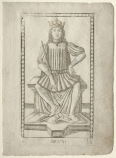 The King (from the Tarocchi, series E: Conditions of Man, #8), before 1467. Master of the E-Series