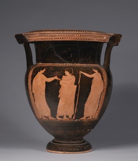 Krater with Column Handles, 400s BC. Greece, 5th Century BC. Red-figure terracotta; overall: 41.5