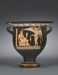 Bell Krater, 300s BC. Greece, Apulia, 4th Century BC. Red-figure terracotta; overall: 30.5 cm (12