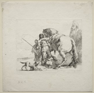 Various Caprices:  The Cavalier Mounting his Horse, 1785. Giovanni Battista Tiepolo (Italian,