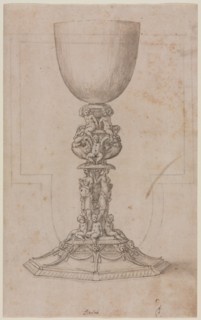 Design for a Chalice, mid 1500s. Luzio Romano (Italian, active 1528-75). Pen and brown ink and