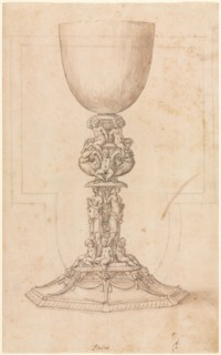 Design for a Chalice (recto) Architectural Plan (verso), mid 1500s. Luzio Romano (Italian, active