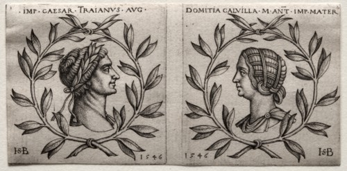 Busts of Emperor Trajan and Domitia Calvilla, 1546. Hans Sebald Beham (German, 1500-1550).