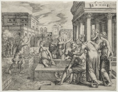 Bathsheba in the Bath, 1549. Cornelis Massys (Flemish, 1510/11-1556/57). Engraving