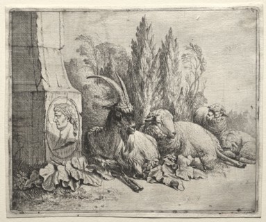 Bust at the Bottom of a Pyramid, 1665. Johann Heinrich Roos (German, 1631-1685). Etching