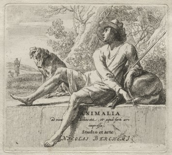 Shepherd and Dog. Nicolaes Berchem (Dutch, 1620-1683). Etching