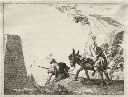 Flight into Egypt:  The Holy Family Passing near a Pyramid. Giovanni Domenico Tiepolo (Italian,