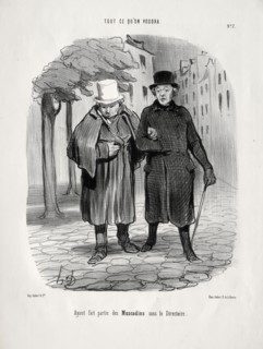 published in le Charivari (13 June 1847): What you will, plate 7:  Having taken the part of dandies