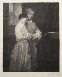 The Listeners, 1887. William Baxter Palmer Closson (American, 1848-1926). Wood engraving
