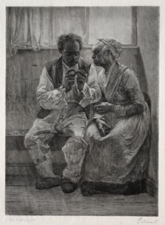 Rent Day, 1887. Gustav Kruell (American, 1843-1907). Wood engraving