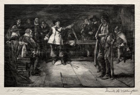 Miles Standish's Challenge, 1887. Frank H. Wellington (American, 1858-1911). Wood engraving