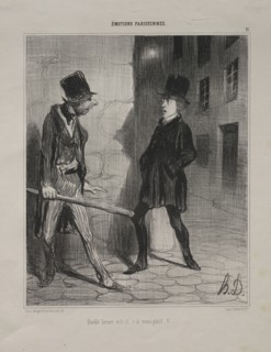 published in le Charivari (no du 24 novembre 1839): Parisian Emotions, plate 11:  What Time is it