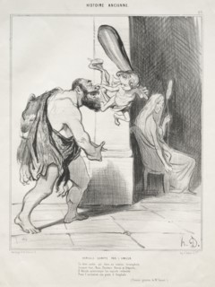 published in le Charivari (no du 18 septembre 1842): Ancient History, plate 25: Hercules Subdued by