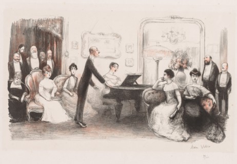La Soirée Bourgeoise, 1907. Jean Veber (French, 1868-aft 1907). Color lithograph