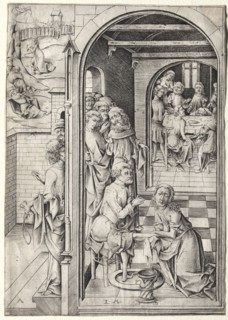 The Passion:  Christ Washing the Feet of His Disciples. Israhel van Meckenem (German, c. 1440-1503)