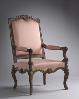 Armchair, c. 1715-1723. France, 18th century. Oak; overall: 116.9 x 71.2 x 74.3 cm (46 x 28 1/16 x