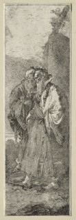Two Old Men in a Landscape. Giovanni Domenico Tiepolo (Italian, 1727-1804). Etching