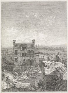 Views:  A House Surrounded by Six Columns, 1735-1746. Antonio Canaletto (Italian, 1697-1768).