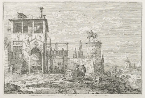 Views:  The Equestrian Monument, 1735-1746. Antonio Canaletto (Italian, 1697-1768). Etching