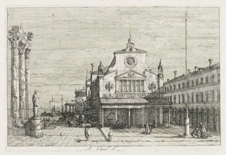 Views:  Three Columns and a Statue on the Sea Coast, 1735-1746. Antonio Canaletto (Italian,