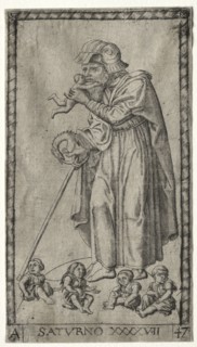 Saturn, 1547. Johannes Ladenspelder (German, 1512-aft 1561). Engraving