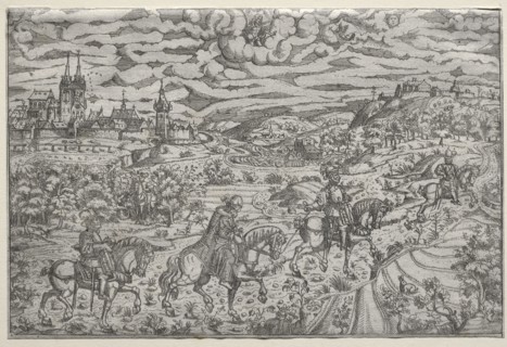 The Arrest of Jerome Baumgaertner, Doctor of Nurnberg. Mathis Zündt (German, c. 1498-1572). Etching