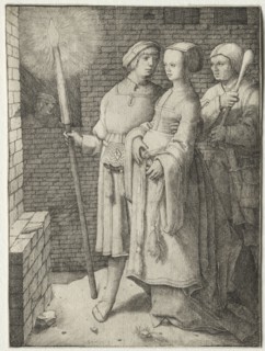 The Man with the Torch and a Woman Followed by a Fool, c. 1508. Lucas van Leyden (Dutch, 1494-1533)