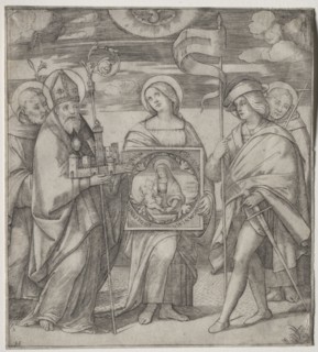 Patron Saints of Bologna, c. 1515-1520. Giacomo Francia (Italian, bef 1486-1557). Engraving