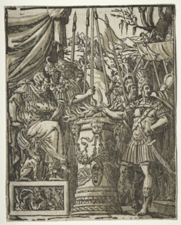 Mucius Scaevola, 1608. After Andrea Andreani (Italian, about 1558–1610), after Balthasar Peruzzi