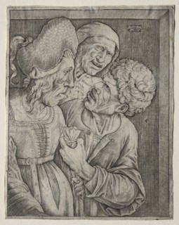 The Rich Old Woman. Agostino Musi (Italian, 1490-1540). Engraving
