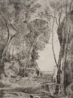 The Little Shepherd, original impression 1855, printed in 1921. Jean Baptiste Camille Corot
