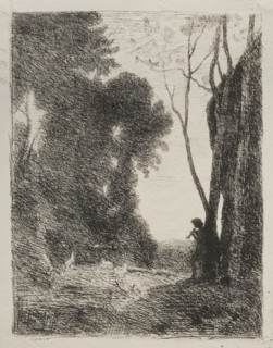 The Little Shepherd, original impression 1855, printed in 1921. Jean Baptiste Camille Corot