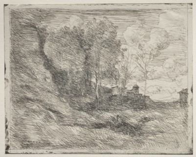 A Souvenir of Ostia, original impression 1855, printed in 1921. Jean Baptiste Camille Corot