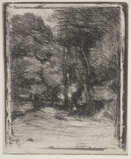 A Souvenir of the Bas-Bréau, original impression 1858, printed in 1921. Jean Baptiste Camille Corot