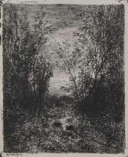 A Stream in a Glade, original impression 1862, printed in 1921. Charles François Daubigny (French,