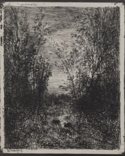 A Stream in a Glade, original impression 1862, printed in 1921. Charles François Daubigny (French,