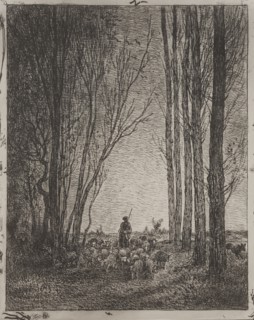 Gathering in the Flock, original impression 1862, printed in 1921. Charles François Daubigny