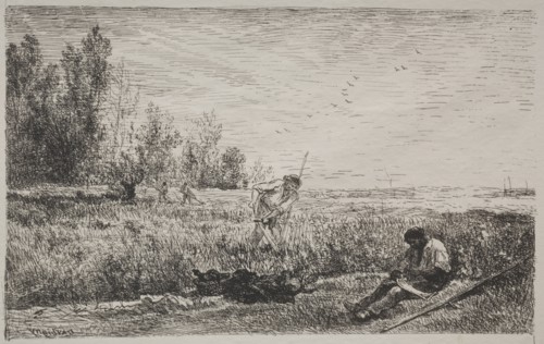 Hay-making, original impression 1862, printed in 1921. Charles François Daubigny (French,