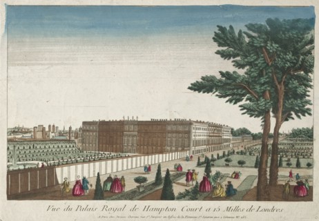 View of the Royal Palace of Hampton Court, 18th Century. England, 18th century. Engraving
