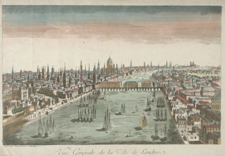 General View of London, 18th Century. England, 18th century. Engraving