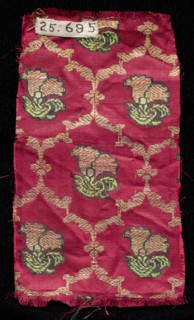 Fragment, 1800s. India, Gulbarga ?, 19th century. Brocade; silk and metal; overall: 14 x 9.5 cm (5