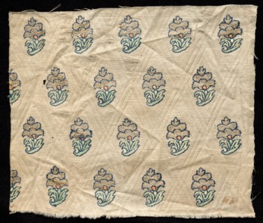 Fragment, 1800s. India, 19th century. Brocade; ecru cotton ground, silk and metal thread; overall: