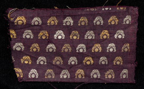 Fragment, 1800s. India, 19th century. Brocade; silk, gold and silver threads; overall: 6.4 x 10.8